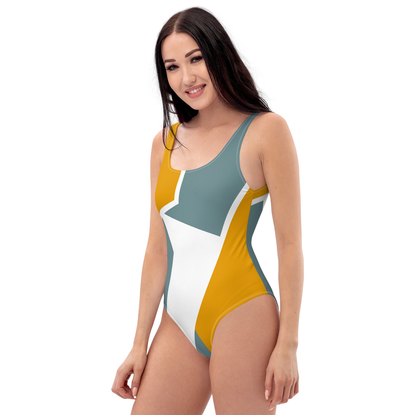 Mulher, o melhor fato de banho para o verão com padrão geométrico [OP Swimsuit]