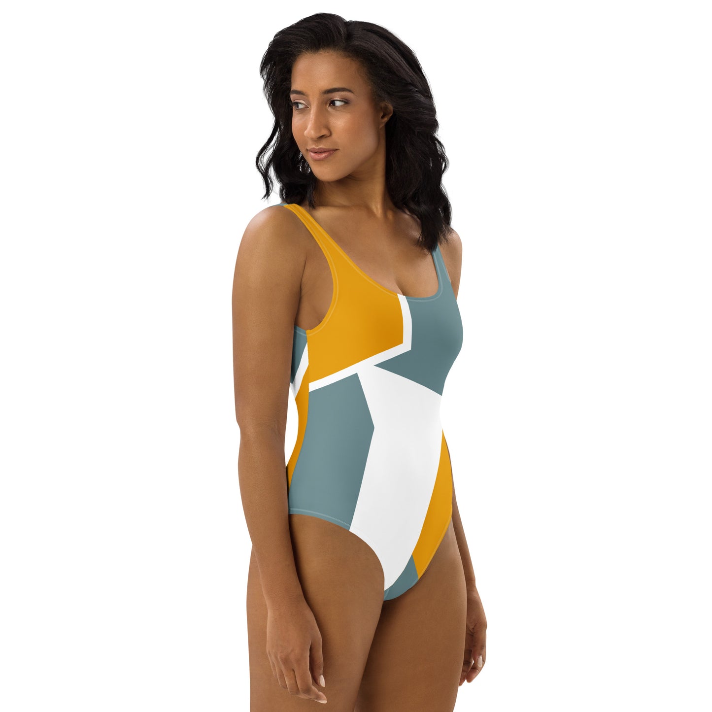 Mulher, o melhor fato de banho para o verão com padrão geométrico [OP Swimsuit]