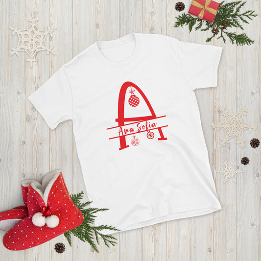 Natal com o seu nome, letra A, texto editável, t-shirt de adulto [PG640S]