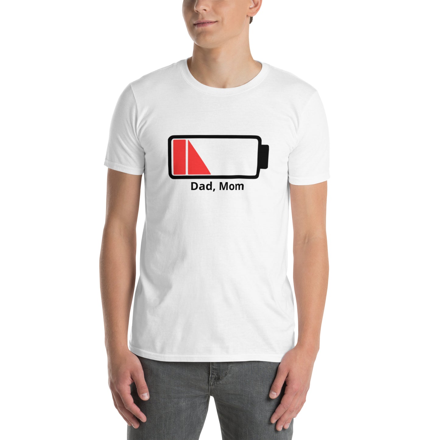 Pais e filhos, bateria descarregada para pais com texto editável, t-shirt de adulto [PG640S]