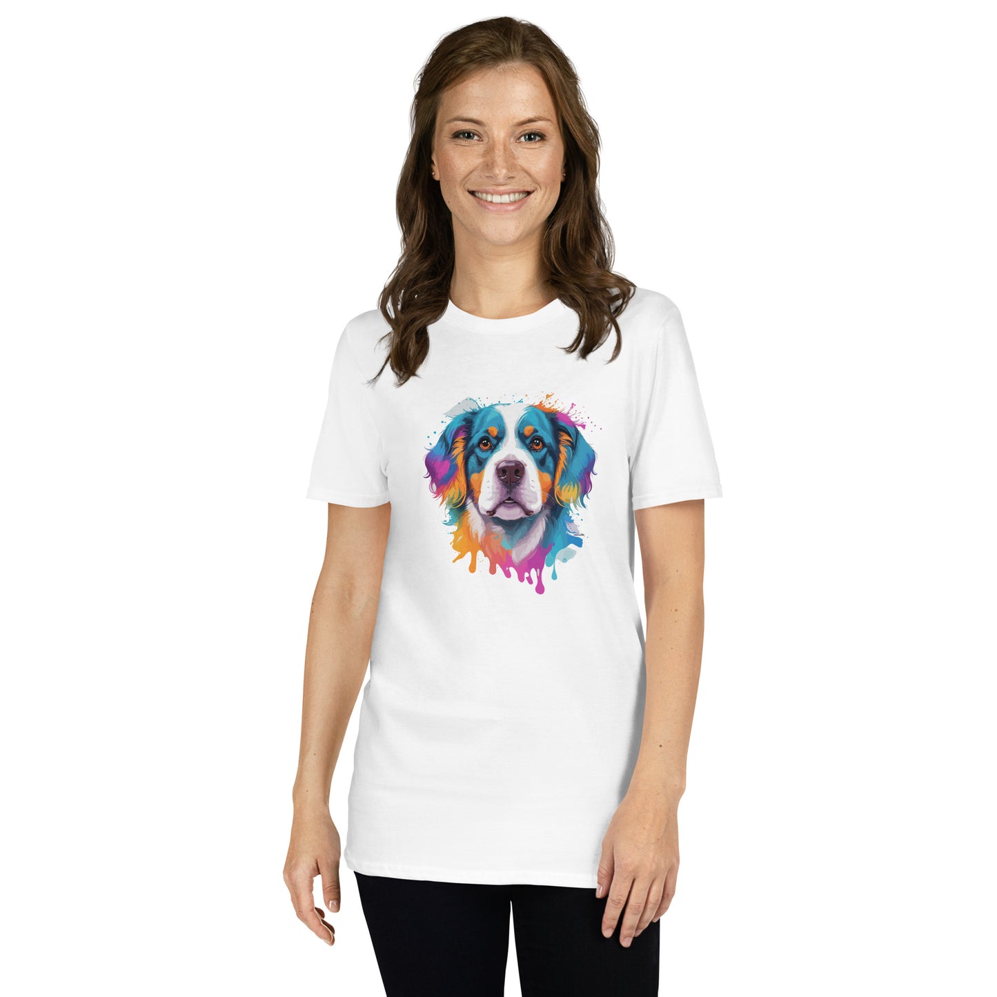 Cão colorido, t-shirt de adulto 100% algodão [PG640S]