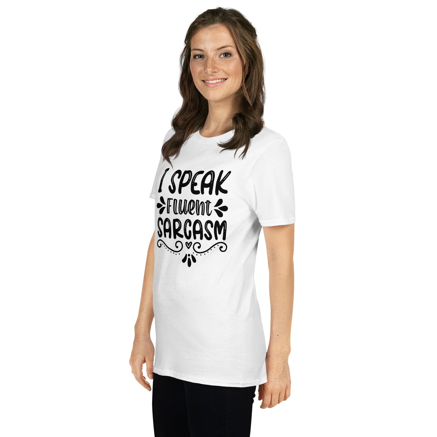 Mulher, I Speak Fluent Sarcasm, t-shirt de adulto [PG640S]