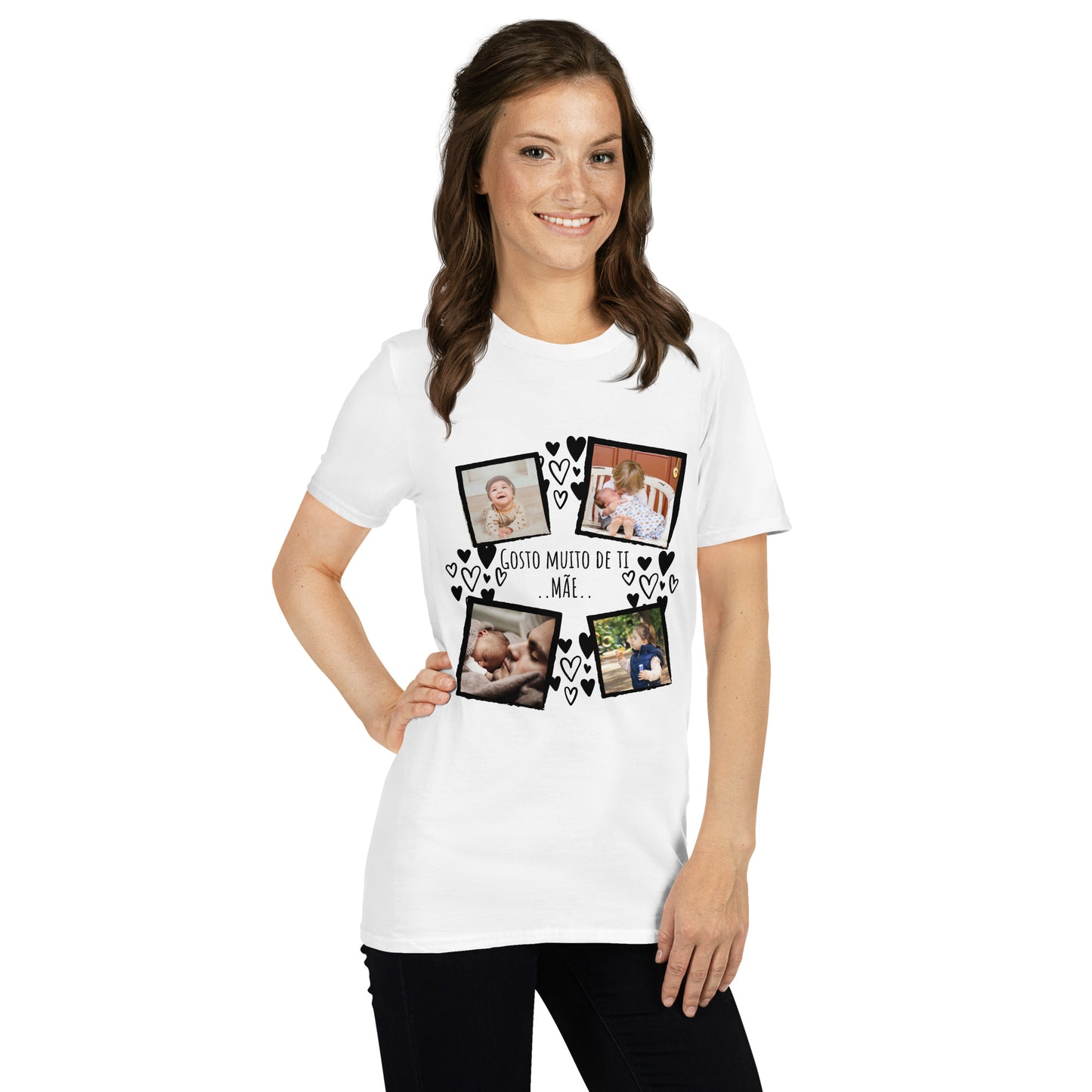 Família, gosto muito de ti, o presente para a mãe pai avós filhos que mais gosta, com a sua foto e texto [t-shirt PG640S]