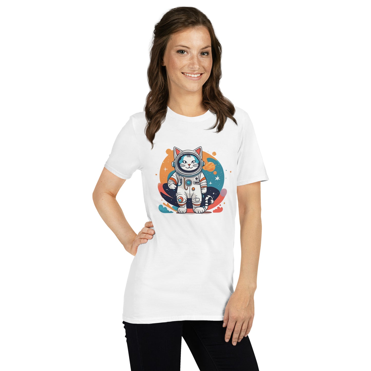 Gato astronauta, t-shirt de adulto 100% algodão [PG640S]