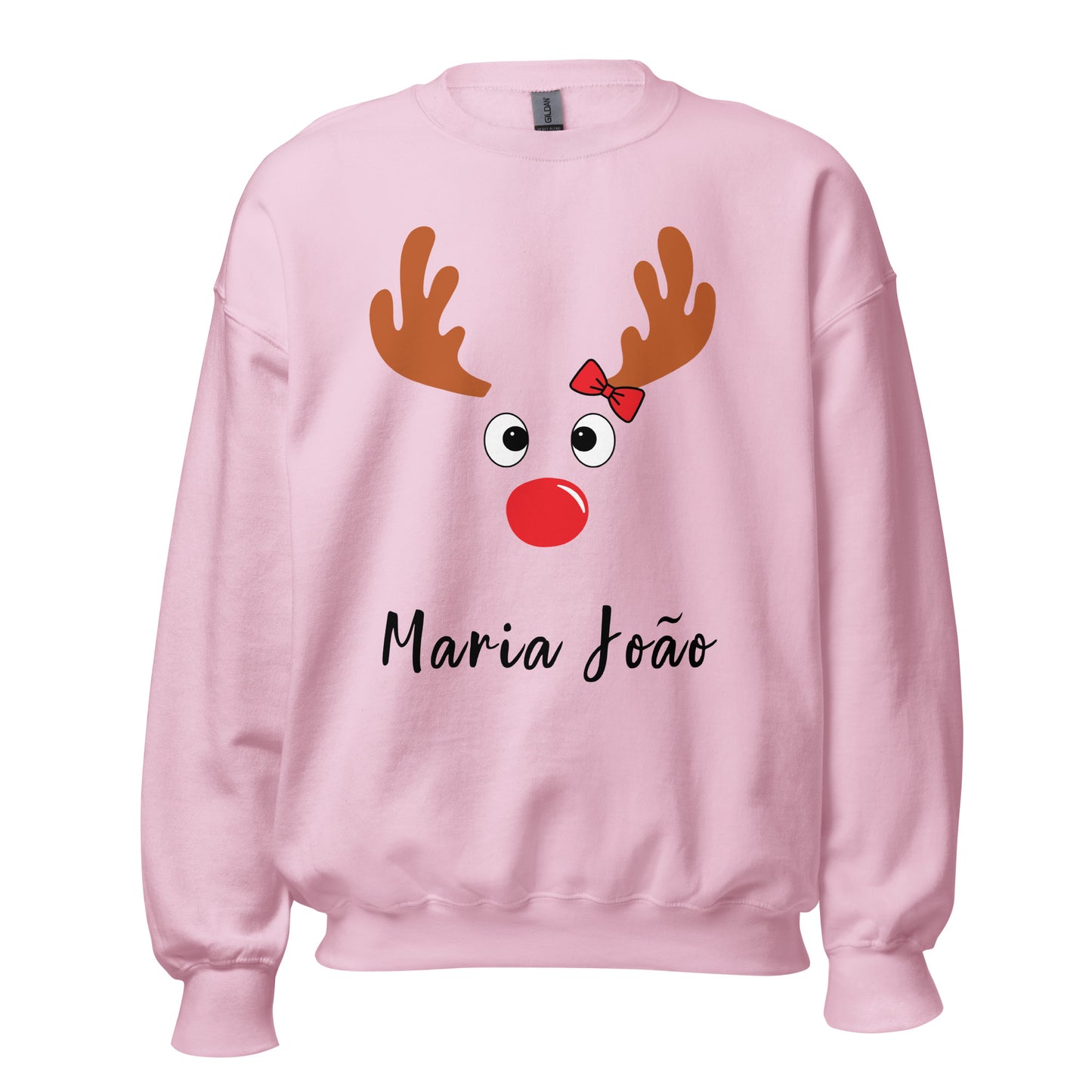 Natal, Rena com o seu nome, menina, sweatshirt de adulto [PGS18]