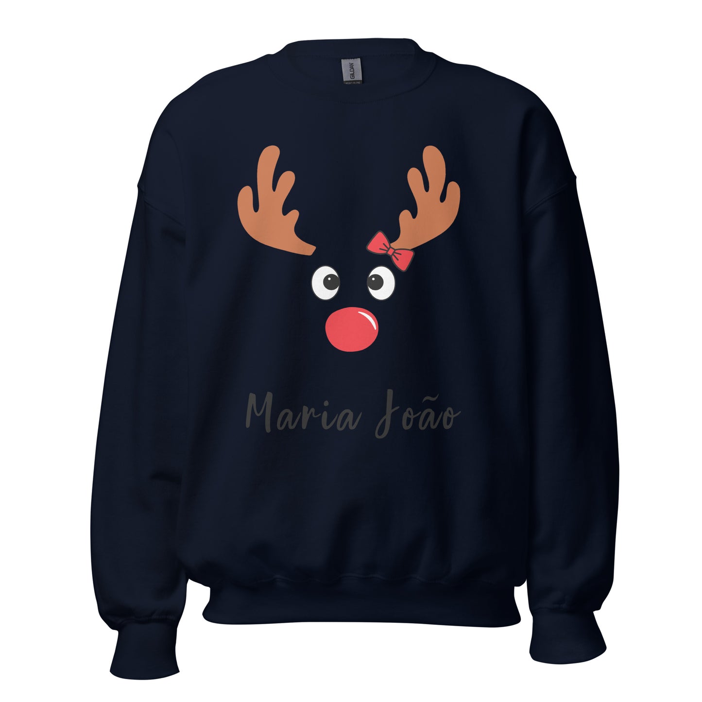 Natal, Rena com o seu nome, menina, sweatshirt de adulto [PGS18]