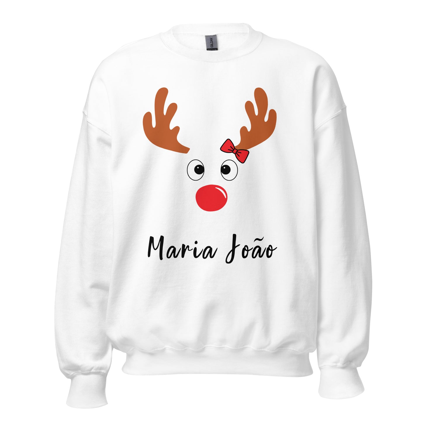 Natal, Rena com o seu nome, menina, sweatshirt de adulto [PGS18]