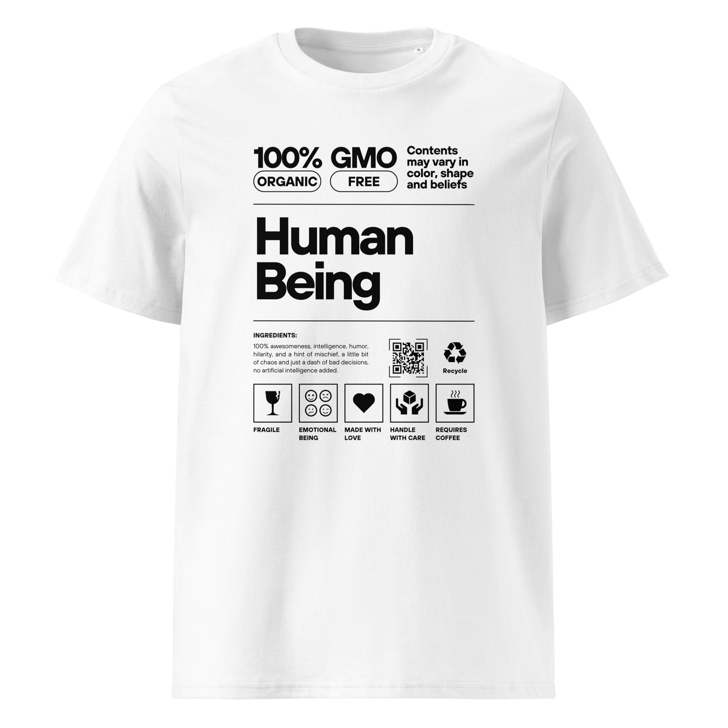 Funny, Ser humano, presente para pessoas ecologicamente conscientes e sustentáveis, 100% algodão orgânico premium [PS169G]